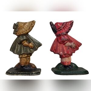 2 Vintage Sunbonnet Sue Cast Iron Bookends / Doorstops